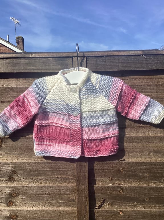 Baby cardigan hand knitted 0-3 months