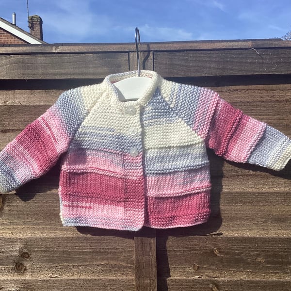 Baby cardigan hand knitted 0-3 months