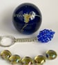 Handbag Charm, Egg Shaped Blue Crystal with a Chainmaille Chain and Keyring - Image 4