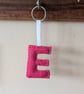 Handmade felt alphabet letter keyring E - Image 1