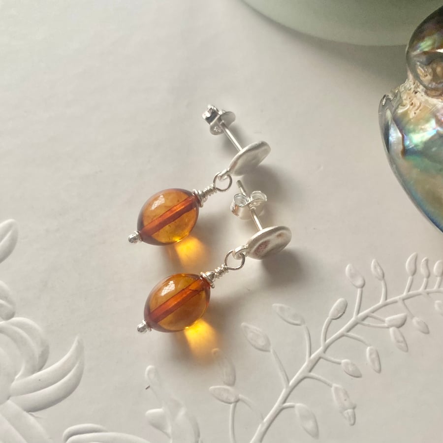 Cognac Amber earrings