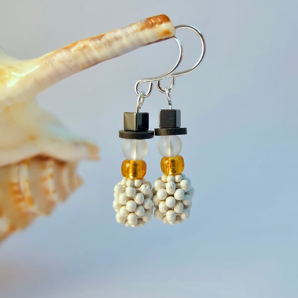 Christmas Snowman Earrings, Festive Jewellery, Stocking Filler, Secret Santa