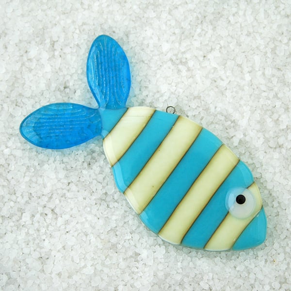 Stripy Fused Glass Fish Decoration