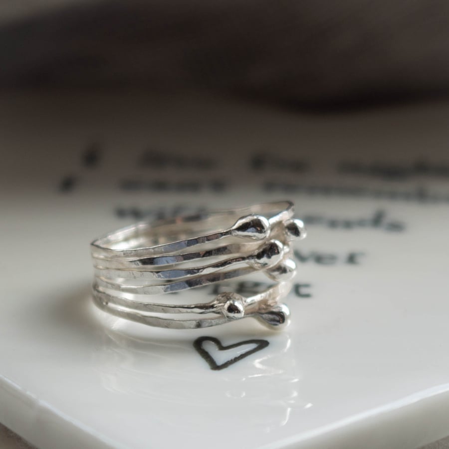 Argentium Silver 6 Strand Droplet Ring