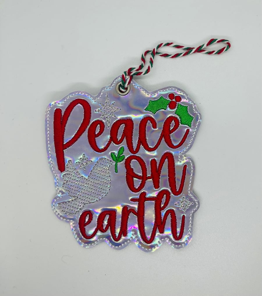 Embroidered Hanging Tree Peace on earth
