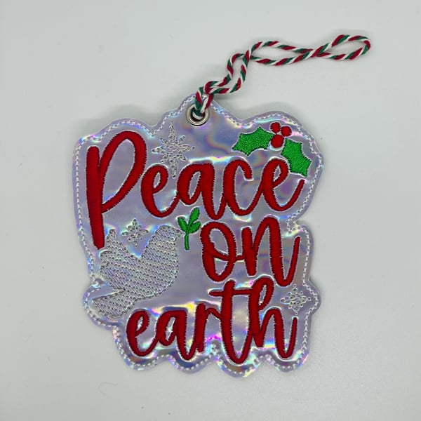 Embroidered Hanging Tree Peace on earth