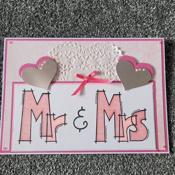 Mr & Mrs A5 wedding card