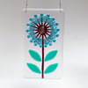 Fused Glass Turquoise Allium 3 Hanging - Handmade Glass Suncatcher