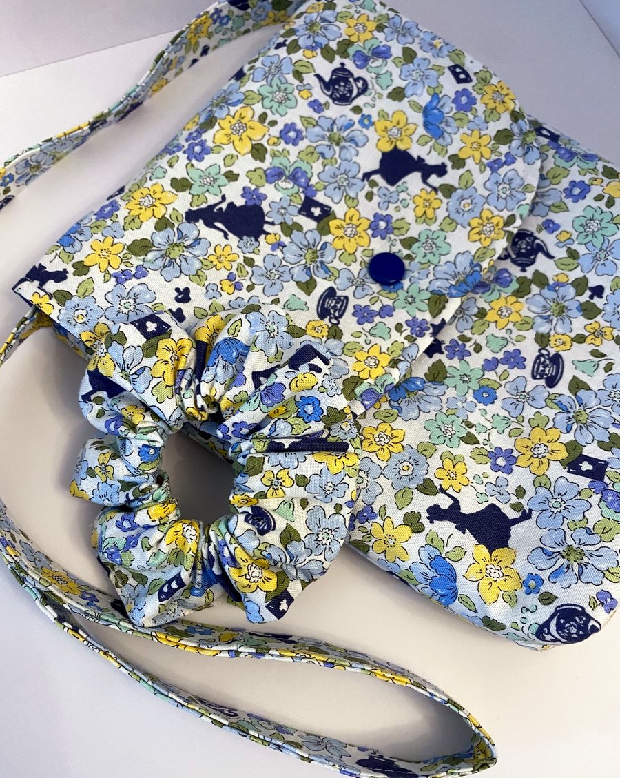 Child Messenger Bag & Scrunchie Set  -  Alice in Wonderland themed