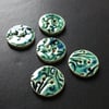 Set of five sea blue ceramic buttons