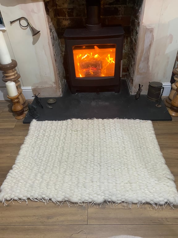 100% British, Lleyn, Cream Wool Rug