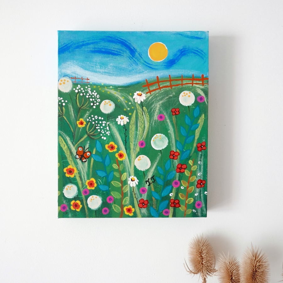 Wildflowers Artwork with Poppies and Summer Meadow