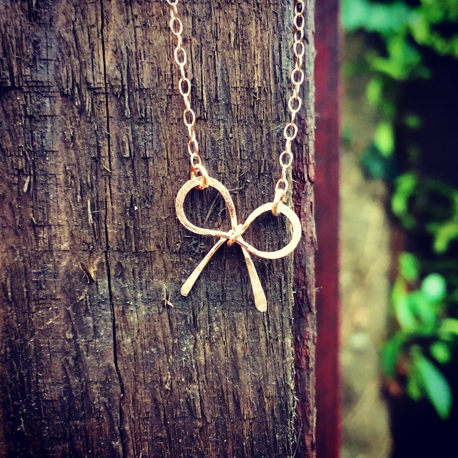 Rose Gold necklace with handmade bow