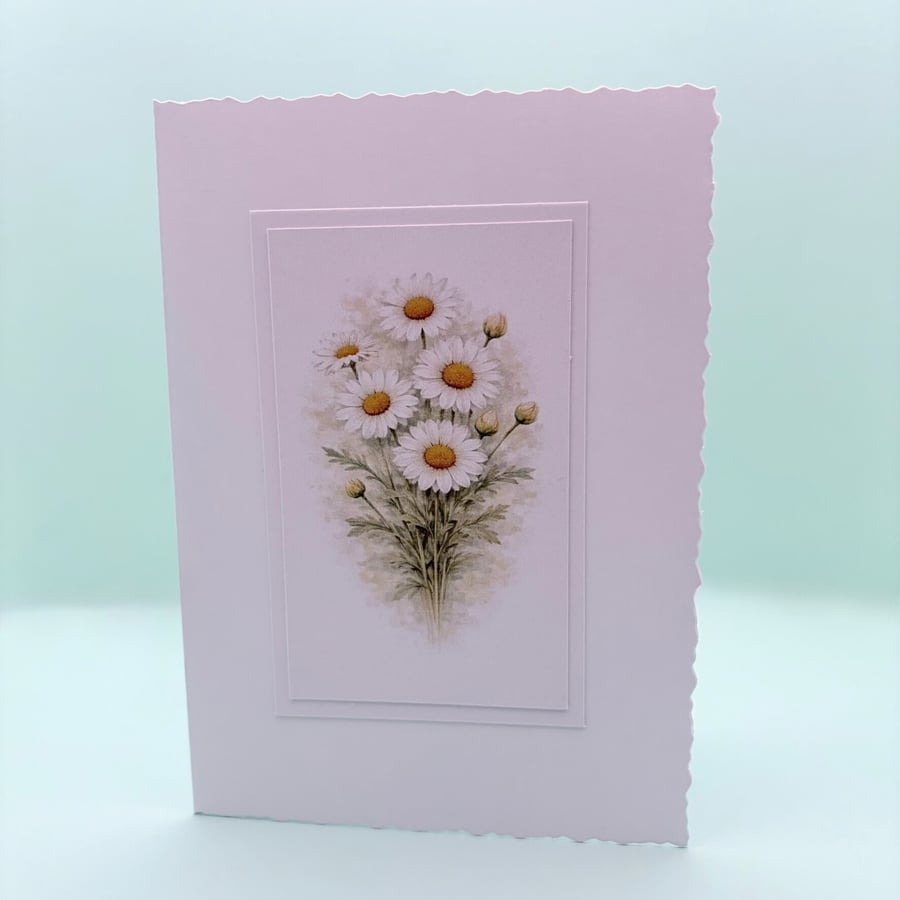 A6 Card set of 4 - Daisy Birth Flower Botanical Blank Greeting Cards