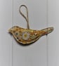 Recycled hanging fabric bird trio in Autumnal shades of yellow and orange  - Image 9