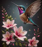 Hummingbird art print A4 framed