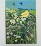 'Listening to the Skylarks' - linoprint - Image 6