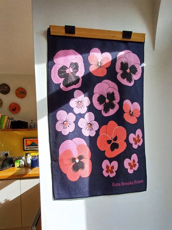 Pink pansy tea towel - Super Seconds Festival
