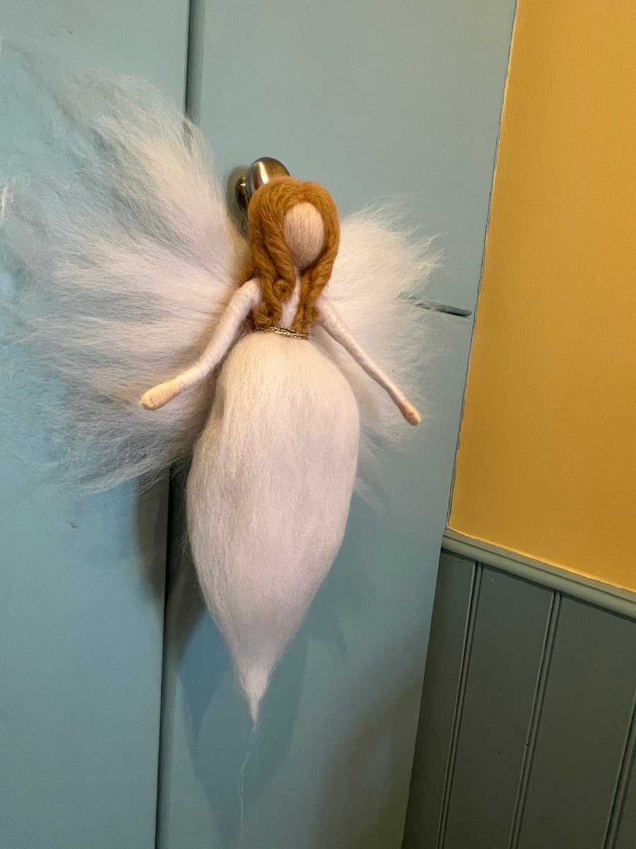 Felted Fairy. Christmas Angel. Blonde ringlets