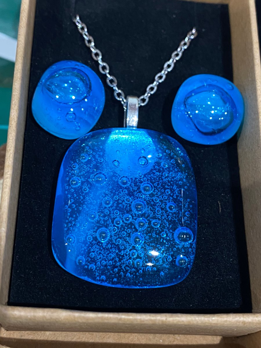 Bubble Glass Pendant and Earring Set