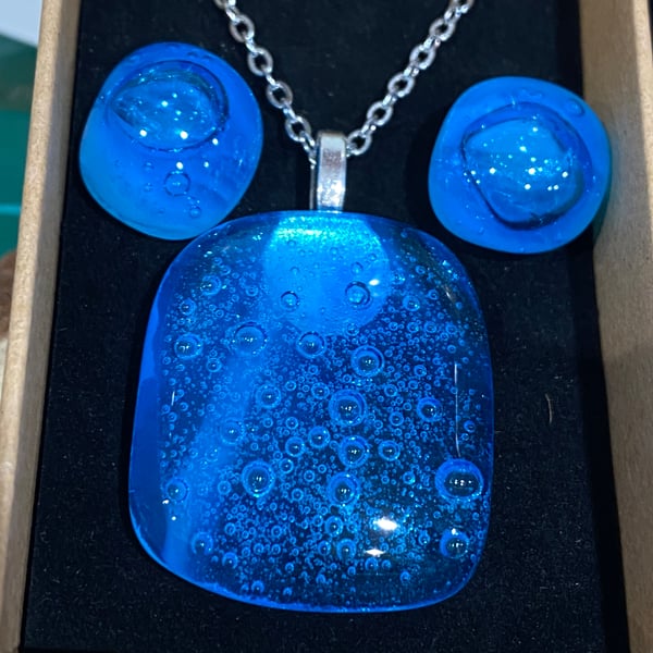 Bubble Glass Pendant and Earring Set