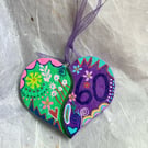  60th hand painted birthday heart
