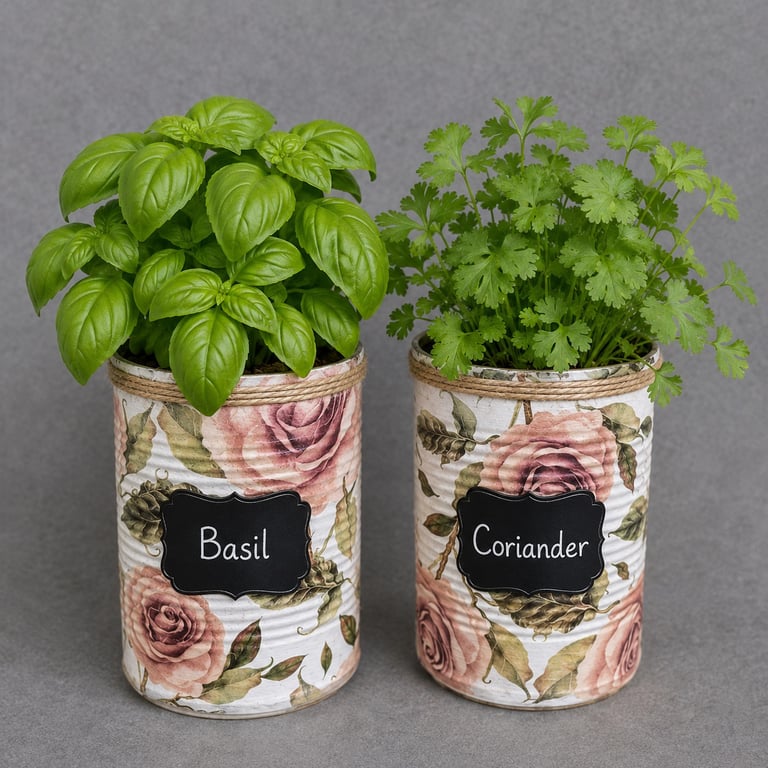 Chic Vintage Rose Handmade Recycled Eco-Friendly Indoor Kitchen Herb Gift Set