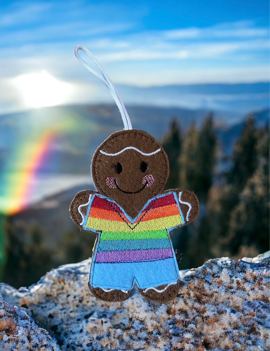 LGBTQ Gingerbread person Embroidered Hanging Keepsake