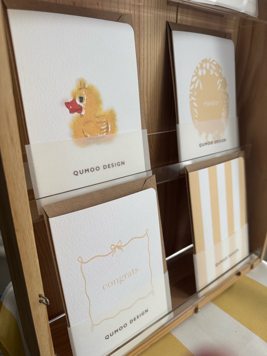 Cards yellow theme easter decor easter egg, yellow stripe, duck, congrats bow 