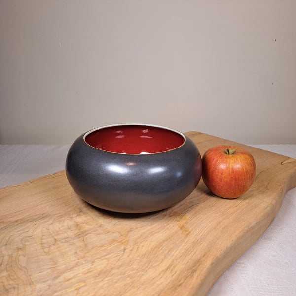 Ruby red ceramic bowl