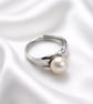 Round Freshwater Pearl Adjustable Sterling Silver Ring  - Image 3