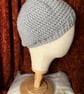Silver Grey Handmade Crocheted Beanie Hat  - Image 4