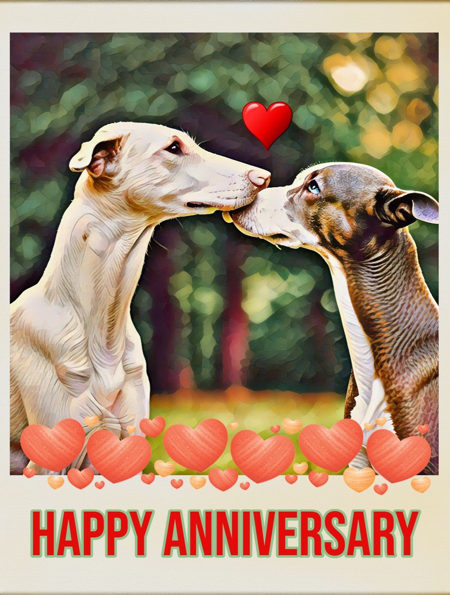 Happy Anniversary Greyhounds Card A5
