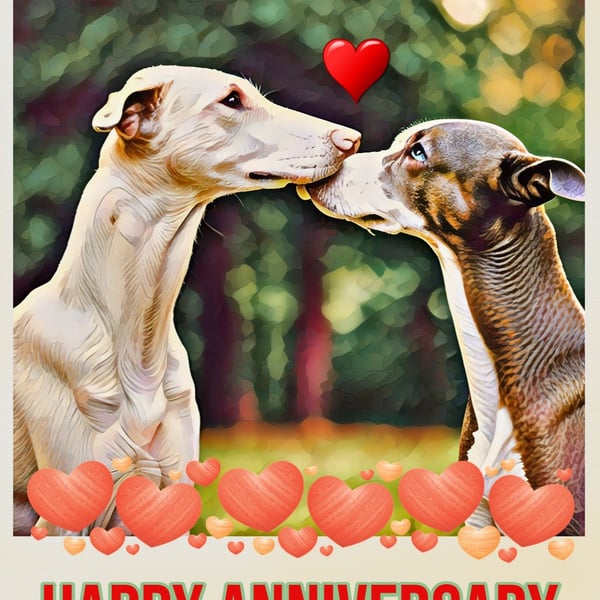 Happy Anniversary Greyhounds Card A5