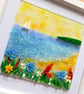Sunset tranquility beach , fused glass art