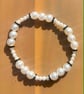Handmade Pearl-Look Beaded Bracelet with Black and Silver-Tone Accents