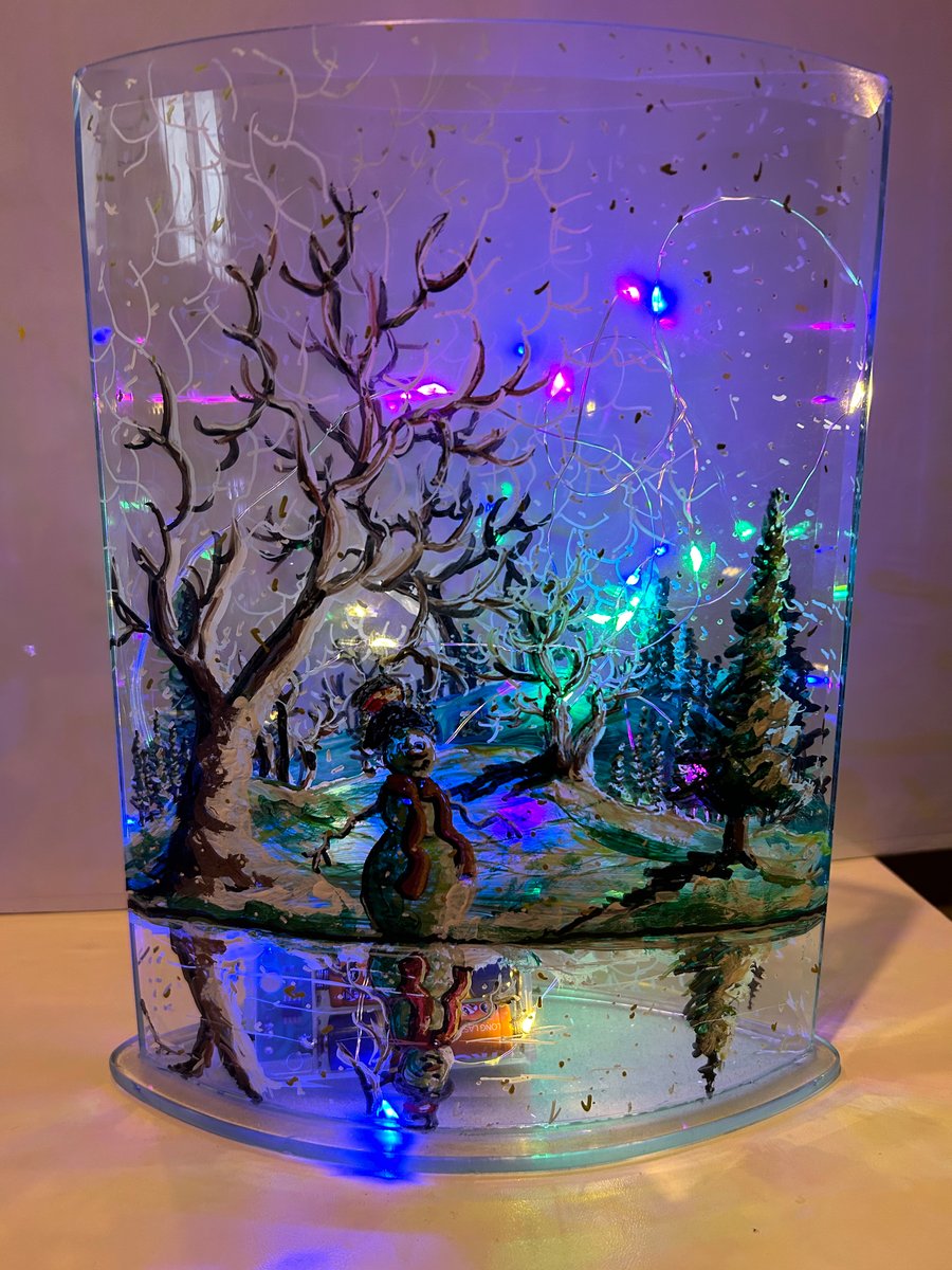 A hand painted and fired glass vase by Andrew Jenkins 