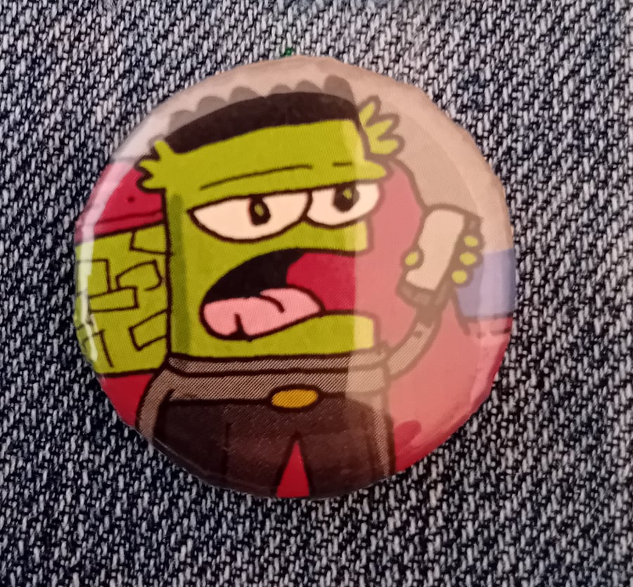 Vintage Comic Badge – Green Monster