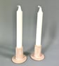 Handmade Ceramic Candlestick: Pink & Lemon Glazed Stoneware