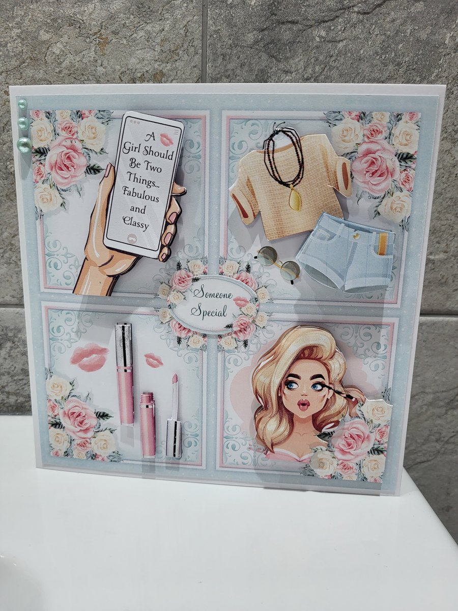 Birthday card for lady. Fashion Birthday card.  Young lady Birthday card. 