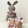 Woodland Bunny, hand sewn rabbit wall hanging, embroidered hare animal doll