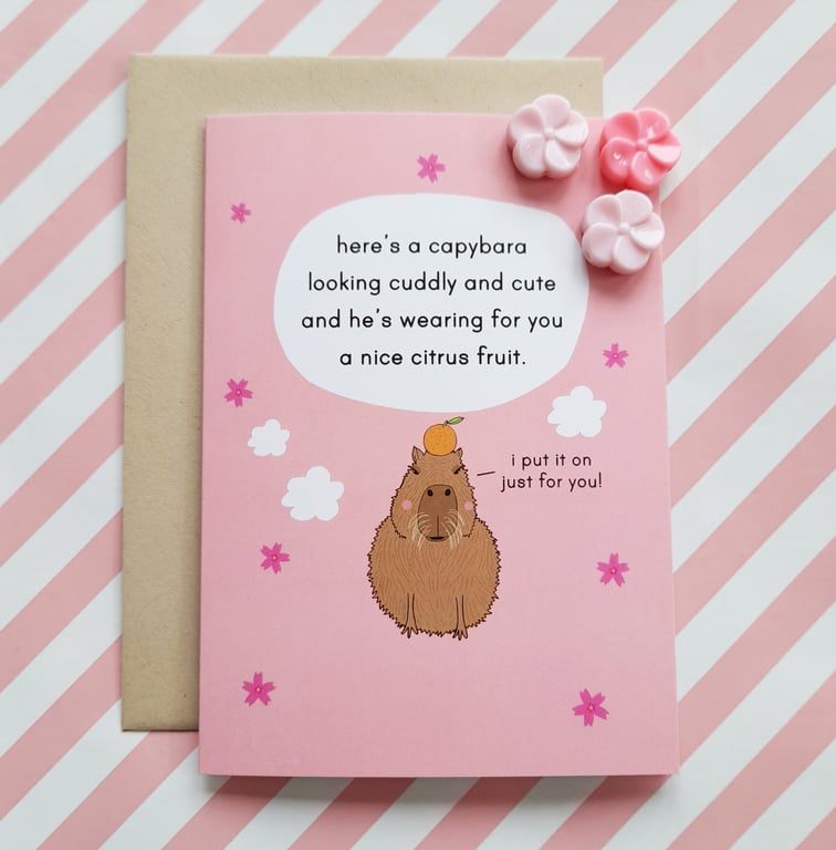 cute capybara poem A6 greetings card - funny birthday card