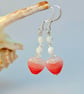 Heart Earrings, Mother Of Pearl, Silver, Crystal, Birthday, Anniversary Gift