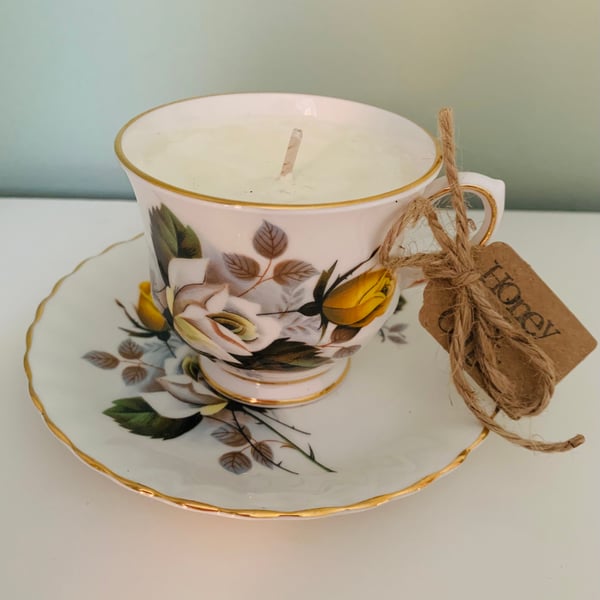 Mini Honey & Oats Tea Cup Candle with Saucer