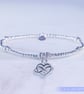 Sterling Silver Infinity Heart Charm Bracelet Stretchy Handmade Romantic - Image 1