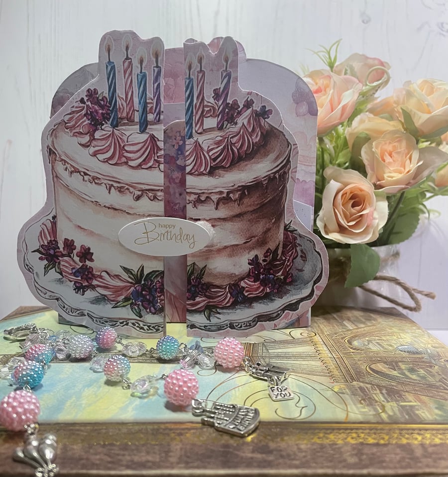 SOLD Greeting card and handbag dangle gift set - Birthday Card - 2025.0003 - PB6