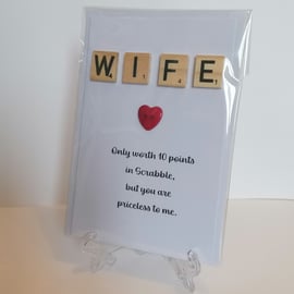 Wife only worth 10 points in Scrabble greetings card