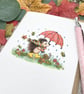 Hedgehog Autumn Walk Card - Blank Card - Birthday Card - Any Occasion  - Image 2