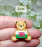 Wales Flag Bear Pin, Handmade Teddy Bear Badge, Little Wooden Welsh Gift - Image 4