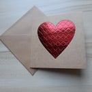 Embossed Foil Heart Kraft Card